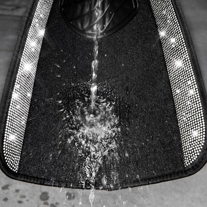 CAR PASS 3 Row Bling Diamond Car Mats Shining Carpet Rhinestones Sparkly Glitter Floor Mats Anti-Slip PVC Heel Pad Universal for Automotive SUV,Sedan,Van, 3rd Row 2 Rear for Girl Women, Black Silver - color: Black White