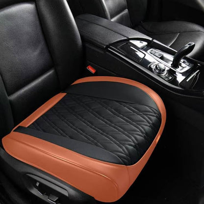 TIEHESYT Luxury Faux Leather Car Seat Cover Front Bottom Protector, Seat Cushion Without Backrest, Anti-Slip and Wrap Around The Bottom, Fit Most Cars & Vehicles, 1 Piece, Brown&Black - color: Brown&Black, size: 1 PCS
