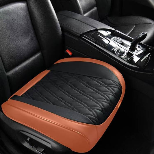 TIEHESYT Luxury Faux Leather Car Seat Cover Front Bottom Protector, Seat Cushion Without Backrest, Anti-Slip and Wrap Around The Bottom, Fit Most Cars & Vehicles, 1 Piece, Brown&Black - color: Brown&Black, size: 1 PCS