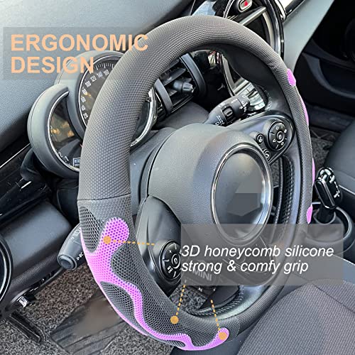 PINCTROT Large Size Comfy Grip Steering Wheel Cover, Anti-Slip Design, 15.5-15.75 Inch(Silicone Purple) - color: 6.Purple, size: Large Size[15 1/2''-15 3/4'']