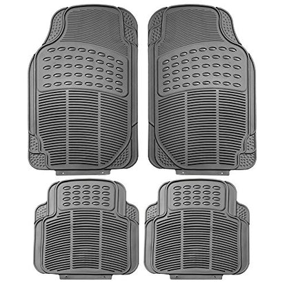 FH Group Automotive Floor Mats Universal Fit Heavy Duty Rubber for All Weather Protection Fits Most Cars, SUVs, and Trucks, 4 Piece (Full Set Trimmable) Gray - color: Gray, style: Full Set 4 PCS
