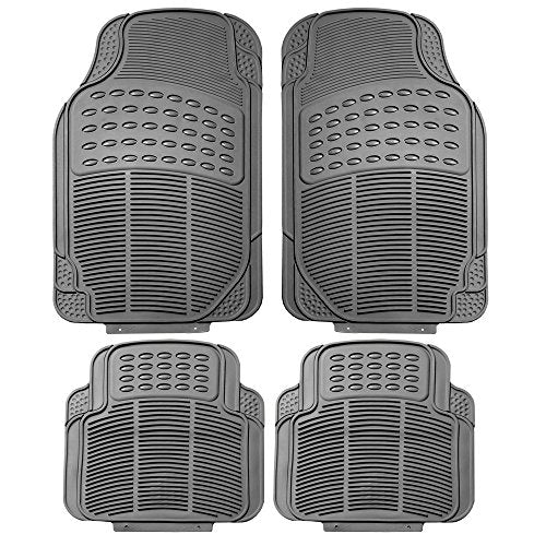 FH Group Automotive Floor Mats Universal Fit Heavy Duty Rubber for All Weather Protection Fits Most Cars, SUVs, and Trucks, 4 Piece (Full Set Trimmable) Gray - color: Gray, style: Full Set 4 PCS