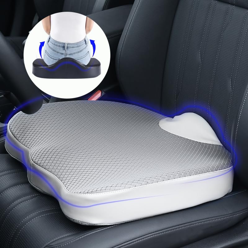 Decompression Cushion, Comfort Memory Foam Seat Cushion for Car Seat Drivers, Tailbone (Coccyx) Pain Relief Cushion, Office Chair Cushion (Gray) - color: Gray