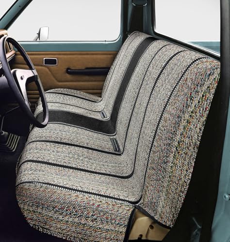 FREMONT AUTO Baja Saddle Car Seat Covers - Durable, Stylish, Universal Fit for Ford, Chevrolet, Dodge Trucks & SUVs - Blanket Style, Bench Seat Cover - Full-Size Pickup (Black) - color: Black Bench