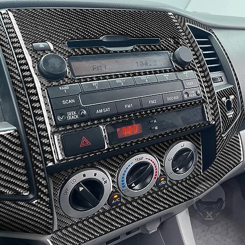 Real Soft Carbon Fiber Car Central Console A/C Outlet Vent Panel Cover Sticker Set Auto Premium Interior Accessories Compatible with Toyota Tacoma 2009 2010 2011 Black(Type A) - color: Console Set a, size: Black Carbon Fiber