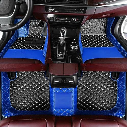 Custom Luxury Leather Car Floor Mats Upgrade Your Car's Interior All-Weather Protection for Cars, SUVs, Trucks Compatible with Automotive Mats (Blue+Black Beige) - color: Blue+Black beige
