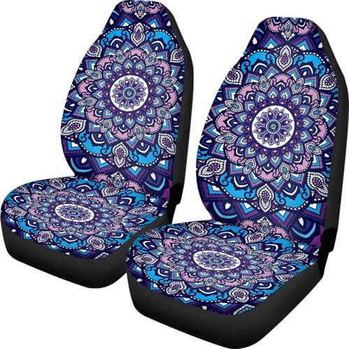 Boho Mandala Car Seat Covers Front Set Floral Premium Polyester Seat Covers Comfort Decorative Front Bucket Seat Cover for Cars Sedans Truck SUV Vans - color: Boho Mandala
