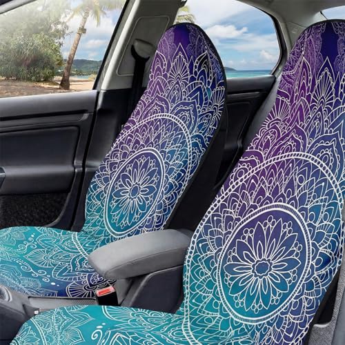 2 Pack Car Seat Towel Covers, Sweat-Proof Microfiber Seat Protectors for Gym, Running, Beach & Workout, Breathable Quick-Dry, Machine Washable, Gradient Mandala Print, Universal Fit - color: Gradient Mandala