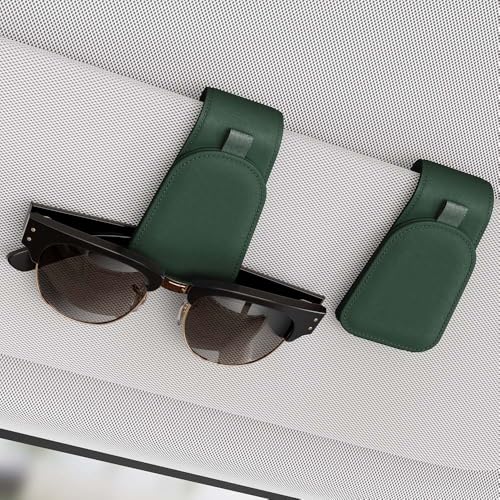 Sotfamily Sunglass Holder for Car Visor, Suede Cloth Magnetic Sunglass Organizer for Car Accessories, 2 Packs, Grass Green - color: Grass Green