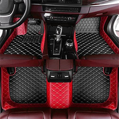 Custom Waterproof Leather Car Floor Mats Fit for Most Car SUV Truck & Sportscar All Weather Protection Vehicles (Black+Red) - color: Black+Red
