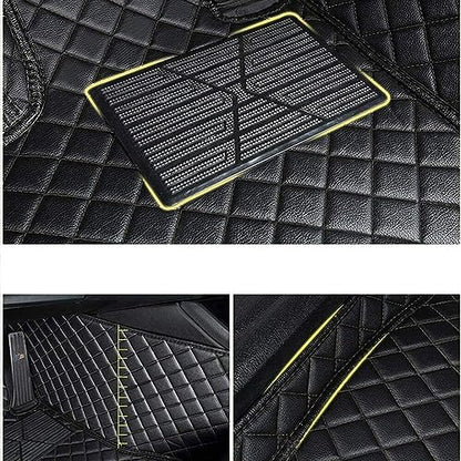 Custom Luxury Leather Car Floor Mats Upgrade Your Car's Interior All-Weather Protection for Cars, SUVs, Trucks Compatible with Automotive Mats (Black Stripe) - color: Black stripe