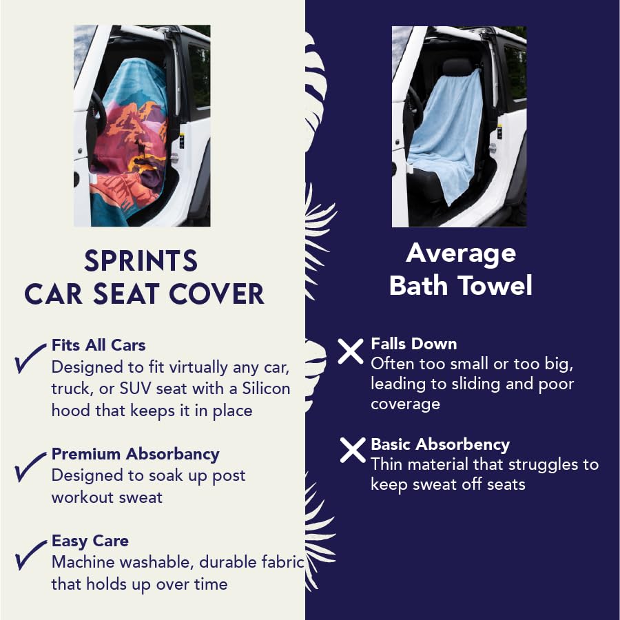 Sprints Athletic Running Towel, Full-Sized, Car Seat Cover - Performance Microfiber… (National Parks) - color: National Parks
