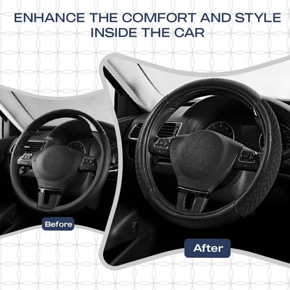 Skechers Steering Wheel Cover,Max Cushioning Leather Steering Wheel Cover Universal Fit 14" 1/2-15" Car Wheel Protector for Men Women Fit Suvs,Vans,Sedans,Car,Trucks,Black - color: Black