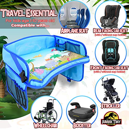 ecoZen Lifestyle Kids Travel Tray & Toddler Lap Desk Organizer - Airplane and Car Seat Table for Road Trip Essentials - Airplane Must Haves for Toddlers - Carseat Tray Kid Travel - Lap Table - color: Blue