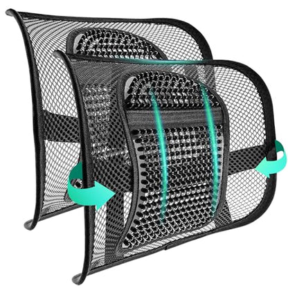 Samyoung 2 Pack Mesh Back Lumbar Support, Back Support Seat Cushion with Breathable Mesh for Office Chairs Car 12” x 16” - color: Black * 2