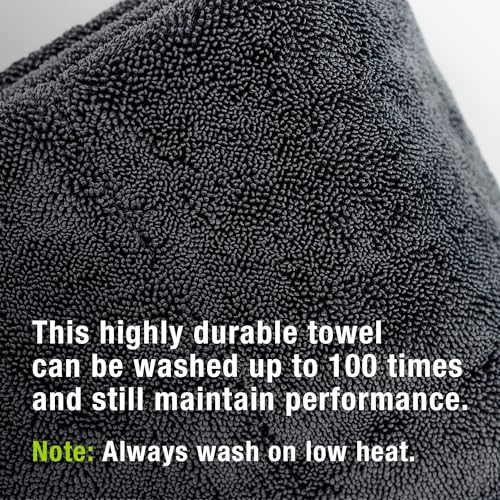 ExoForma Mega Car Drying Towel - Holds Up to 9 lbs, No Streaks, Scratches, or Water Spots | 1200 GSM Microfiber Double Twist Pile & Edgeless Design, 1 Quick & Effortless Dry, 2 Pack - 24” x 36” - size: Pack of 2