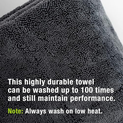 ExoForma Mega Car Drying Towel - Holds Up to 9 lbs, No Streaks, Scratches, or Water Spots | 1200 GSM Microfiber Double Twist Pile & Edgeless Design, 1 Quick & Effortless Dry, 2 Pack - 24” x 36” - size: Pack of 2