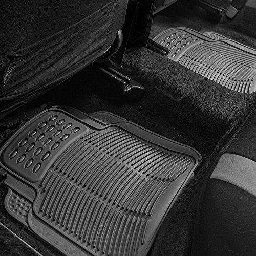 FH Group Automotive Floor Mats Universal Fit Heavy Duty Rubber for All Weather Protection Fits Most Cars, SUVs, and Trucks, 4 Piece (Full Set Trimmable) Gray - color: Gray, style: Full Set 4 PCS