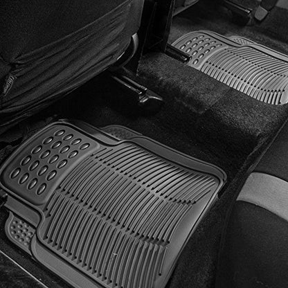 FH Group Automotive Floor Mats Universal Fit Heavy Duty Rubber for All Weather Protection Fits Most Cars, SUVs, and Trucks, 4 Piece (Full Set Trimmable) Gray - color: Gray, style: Full Set 4 PCS