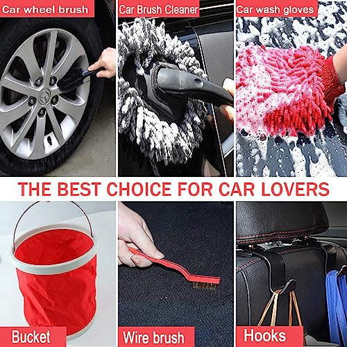 LIANXIN Car Wash Kit - Car Cleaning Kit,Car Wash Kit with Foam Gun, Microfiber Sponge and Towels,Tire Brush, Collapsible Bucket,Car Wash Foam Gun - size: XXL-30