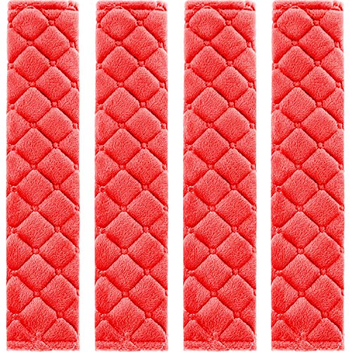 Tatuo 4 Pack Seat Belt Cover Extra Long Seat Belt Pads for Car Soft Comfort Shoulder Strap Covers Harness Pads Helps Protect Your Neck and Shoulder(10.6 Inch,Red) - color: Red, size: 10.6 Inch