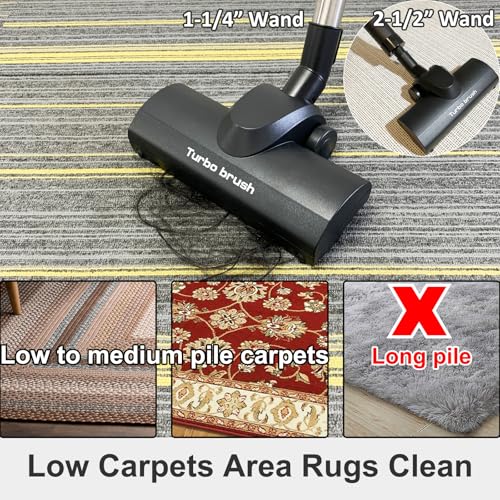 Turbo Brush Head Shop Vac Accessory 1.25" with 2.5" Hose Adapter, as 1-1/4" 2-1/2" Shopvac Attachment Wet Dry Vacuum Adaptor, Ideal for Pet Hair Removal on Carpets Area Rugs Hardfloors - style: Turbo Brush