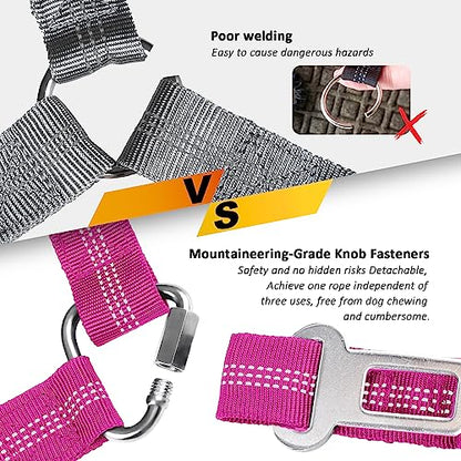 Removable Dog Seat Belt Harness for Car, 3 in 1 Pet Dog Car Seatbelt Leash, Retractable Restraint Secures to Vehicle Headrest & Adjustable Reflective Bungee Dog Seatbelt Tether, Rose - color: 2PCS Rose