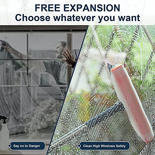 Professional Window Squeegee,2-in-1 Window Cleaner with 56" Long Stainless Steel Handle,Window Washing Kit, Glass Door Cleaner,Multi-Use Car Windshield Cleaning Tool for Gas Station, Glass,Shower