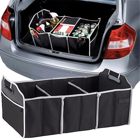 Car Trunk Organizer with 3 Compartments Folding Storage for Car, Large Capacity Cargo insulated Storage Boxes, Portable Waterproof Bags for Cargo Trunks, Universal SUV, Truck, Van Accessories