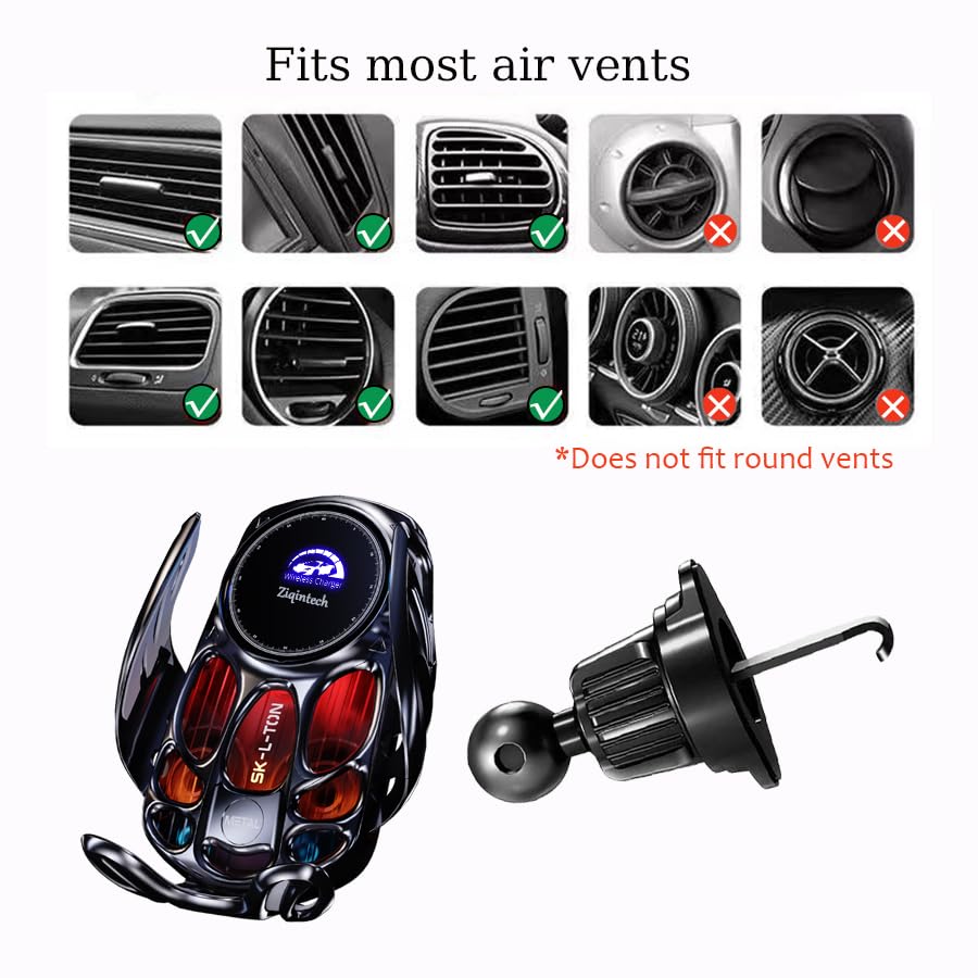 Ultimate Phone Holders for Your Car Wireless Charger, Cute Car Phone Holder,Auto-Clamping Mount Vent Goth Accessories Cradle for iPhone/Samsung Galaxy/Moto/Pixel