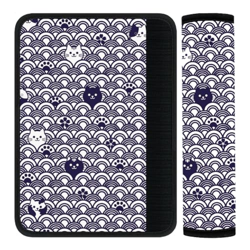 2Pcs Seat Belt Cover Pad 11 Inch Long Seat Belt Cushion Soft Comfort Strap Pad Auto Accessory Decoration for Car Truck SUV Bag Backpack Japanese Style Cute Cat - color: Cute Cat