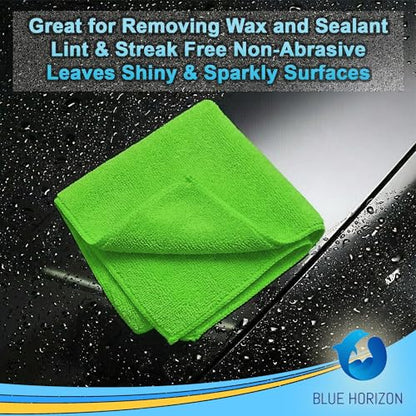 Blue Horizon Large Microfiber Cleaning Towels, 36-Pack Wash Cloths, Ultra Soft Plush Microfiber Cleaning Cloth, Products (Green, 16" X 16") - color: Green, size: 16" x 16"