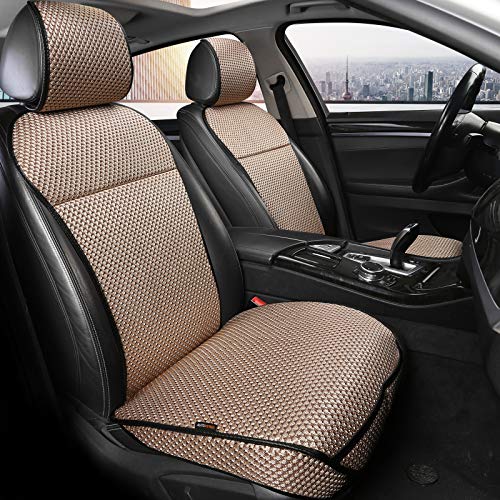 Auto Newer Luxury Breathable Car Seat Cover Fit Four Seasons, Universal Front of Car Seat Cushions, Bottom Seat Covers of Full Wrapped Edge,Universal Fit for 95% Cars,SUV,Pickup(Beige，2PCS) - color: Beige-2PCS