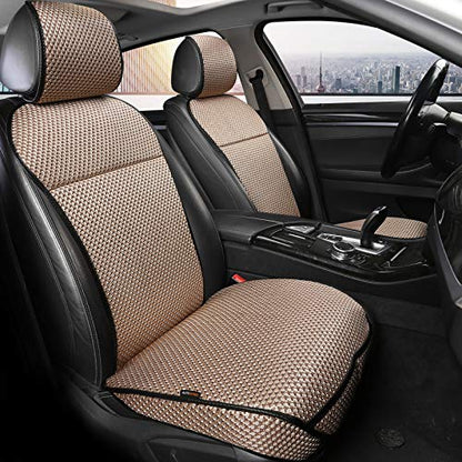 Auto Newer Luxury Breathable Car Seat Cover Fit Four Seasons, Universal Front of Car Seat Cushions, Bottom Seat Covers of Full Wrapped Edge,Universal Fit for 95% Cars,SUV,Pickup(Beige，2PCS) - color: Beige-2PCS