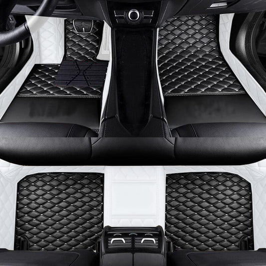 Custom Fit Car Floor Mats by SARAHS - Waterproof PU Leather Full Coverage for Most Cars, SUVs, and Trucks - Automotive Liners to Protect Vehicle Interior Floor Accessories (Black White 2) - color: Black White 2