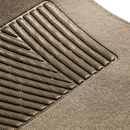 FH Group Car Floor Mat 4 Piece Set Driver's Seat with Heel Pad Deluxe Front 66 x 43 cm Rear 32 x 43 cm Beige - color: Beige