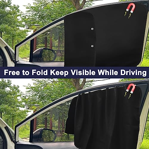 Ovege Car Side Window Sun Shade Magnetic Car Curtain Suction Magnetic Suedette －Front Seat 2pcs - color: Black-Suedette, size: Front Seat 2pcs