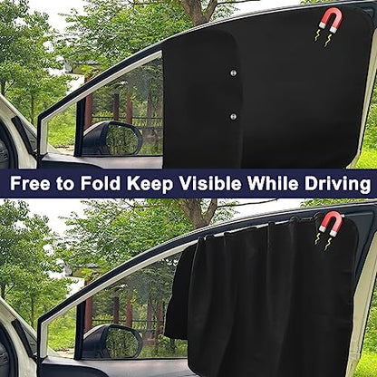 Ovege Car Side Window Sun Shade Magnetic Car Curtain Suction Magnetic Suedette －Front Seat 2pcs - color: Black-Suedette, size: Front Seat 2pcs