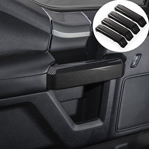 Voodonala for F150 Inner Door Handles Covers Interior Decoration Trim Kits for F150 2015-2020 Accessories, Carbon Fiber Grain, 4Pack - color: Carbon Fiber Black, size: 4 Pieces