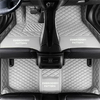 Custom Making Car Floor Mats for 96% Car Model Luxury Leather All Weather Waterproof Anti-Skid Full Coverage Liners (Grey) - color: grey