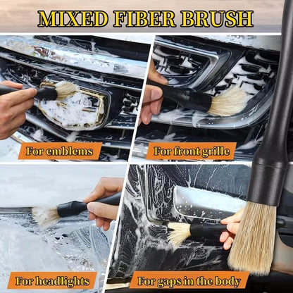 Car Detailing Brush Set Soft Bristles Ergonomic Handles for Air Vent Cleaning, Dashboard Dusting and Interior Wash, Black, 3pcs/Set - color: Black