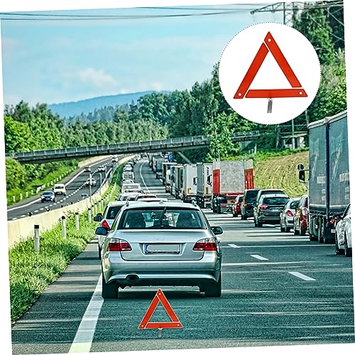 2pcs Auto Folding Safety Warning Sign Compact Roadside Emergency Reflective Triangle for Vehicle Maintenance Roadside Assistance and Construction Use