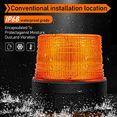 AnTom 2PCS Magnetic Wireless Strobe Lights, Rechargeable Emergency Flashing Warning Battery Operated Beacon Light for Vehicle, forklifts,Tractors,Golf carts,UTVs,Cars,Buses - color: Amber 2PCS