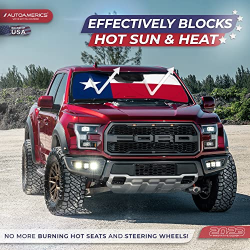 Autoamerics 1-Piece Windshield Sun Shade American Texas Flag USA Patriotic Design - Foldable Car Front Window Sunshade for Sedans SUV Truck - Blocks Max UV Rays and Keeps Your Vehicle Cool - Large - color: USA TEXAS FLAG, size: LARGE = 64 x 33.5 inches