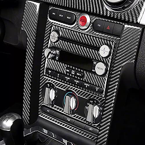 Center Console Panel Air Outlet Vent Kit Real Soft Carbon Fiber Accessories Decals Compatible with Ford Mustang GT Shelby 2005 2006 2007 2008 2009 Interior 7PCS - color: Console&vent Kit-black