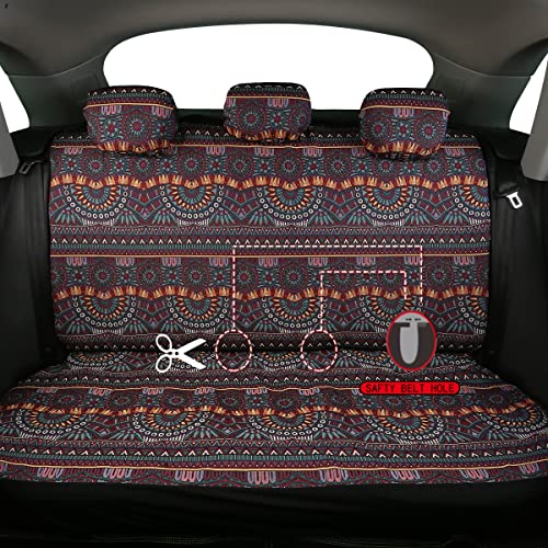 Baja Saddle Blanket Car Seat Covers 9PCS Full Set, Breathable and Washable Striped Woven Automotive Vehicle Seat Cover, Universal Boho Seat Cover for Sedan, SUV, Truck, Airbag Compatible - color: Red Baja, size: Full Set