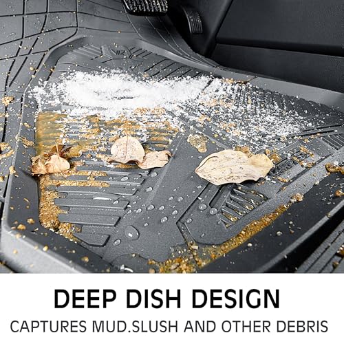 CAR PASS Heavy Duty Rubber Car Mats, Deepdish All Weather Floor Mats for Car Full Set, Universal Automotive Mats Trim to Fit for Sedans SUVs Trucks, Waterproof Anti-Slip Deep Tray 3 Pieces Dark Gray - color: Gray