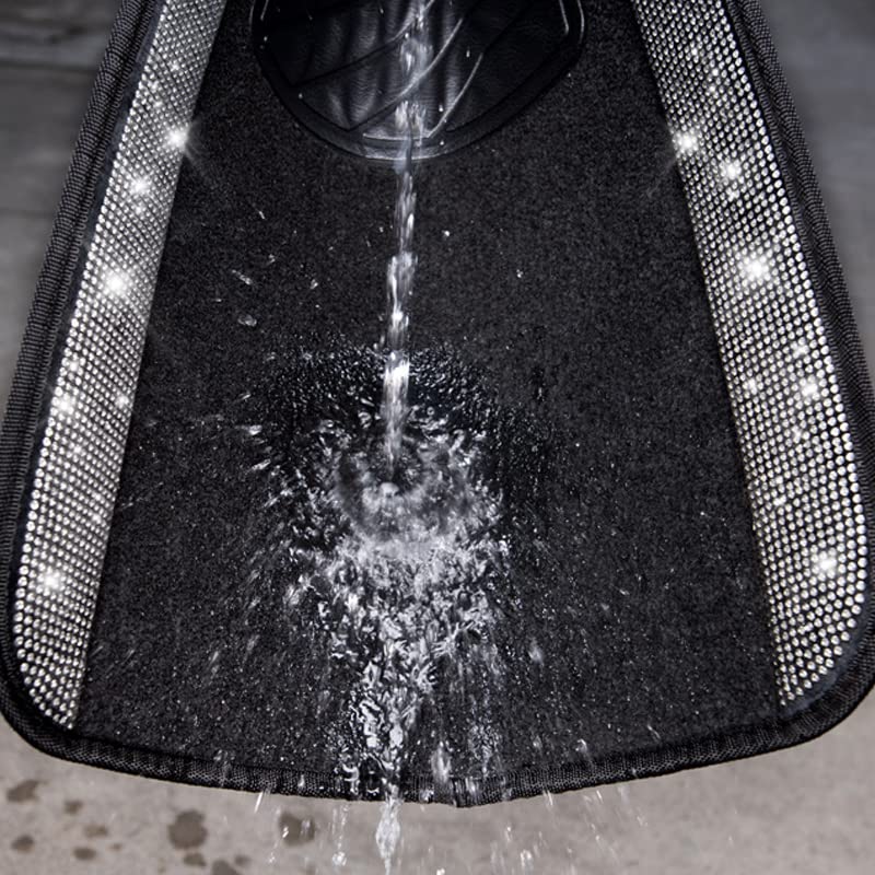 CAR PASS Bling Diamond Car Floor Mats, Shining Rhinestone Carpet Sparkly Glitter Crystal with Anti-Slip PVC Heel Pad Waterproof Universal Fit Automotive SUV,Sedan,Van,Cute Girl Women,4pcs Black Sliver - color: Silver Diamond