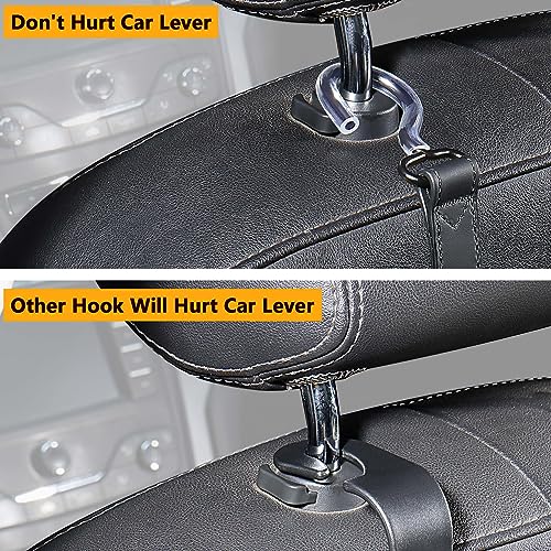 Car Hooks,Car Purse Hook,Car Headrest Hook 2 Pack Leather Headrest Hooks for car Accessories,SUS304 Car Bag Hooks(Black) - color: Black