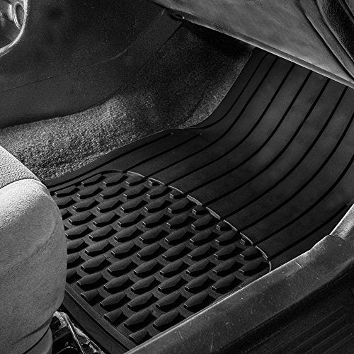 FH Group 4 Piece Liners Trimmable Climaproof™ Vinyl Car Floor Mats- Full Set with Premium Trimmable Vinyl Cargo Liner- Universal Fit for Cars Trucks and SUVs (Black) - color: Black